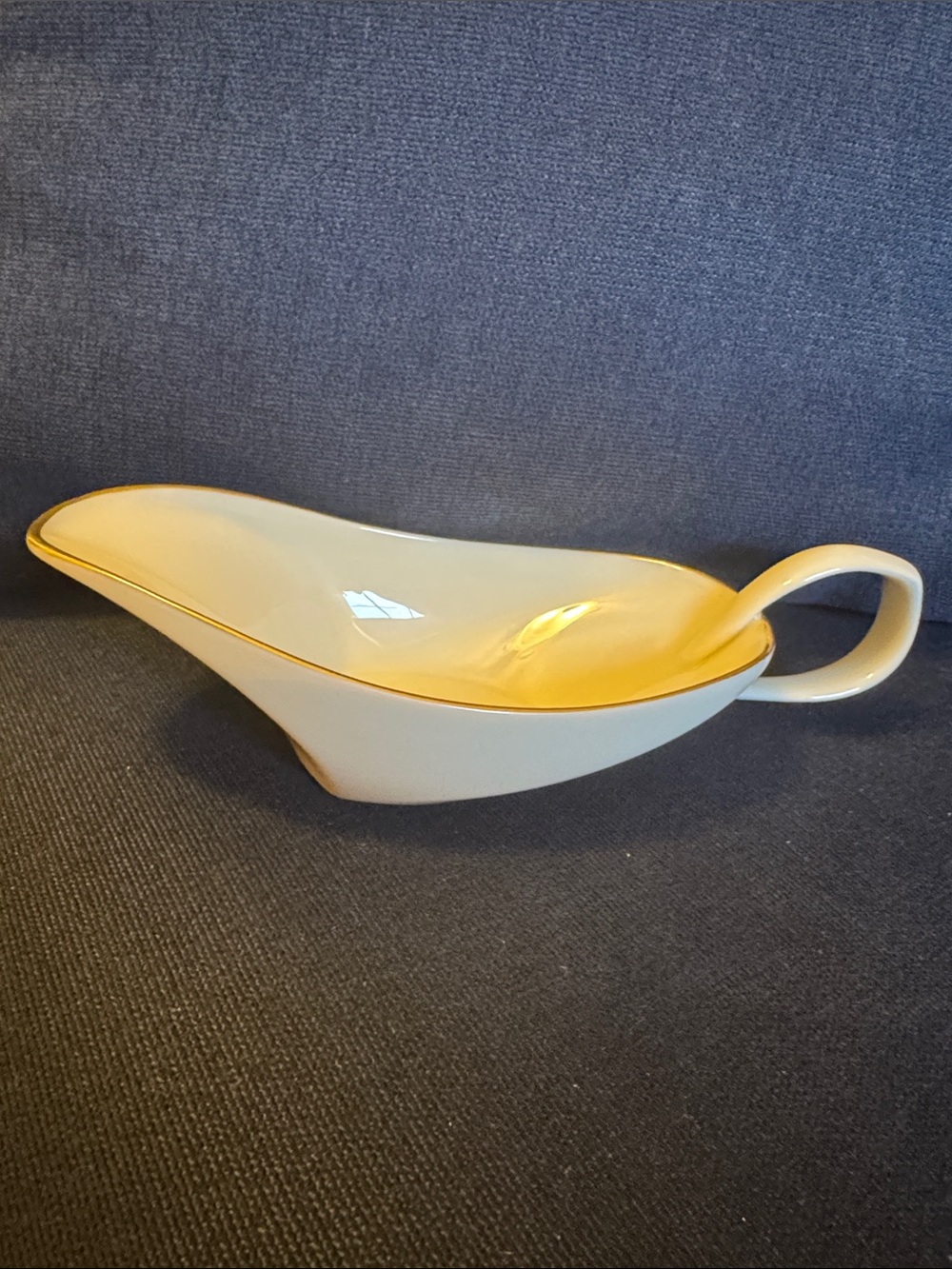 Vintage Lenox USA Olympia ivory small gravy boat with 22k gold trim